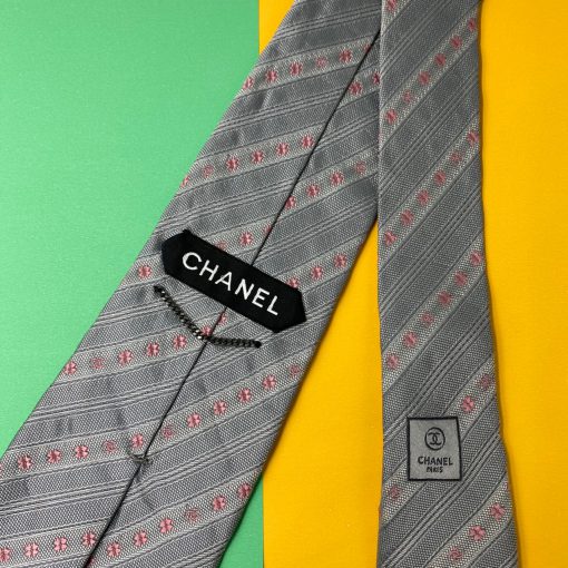 Chanel Necktie - Gray/Pink - Back